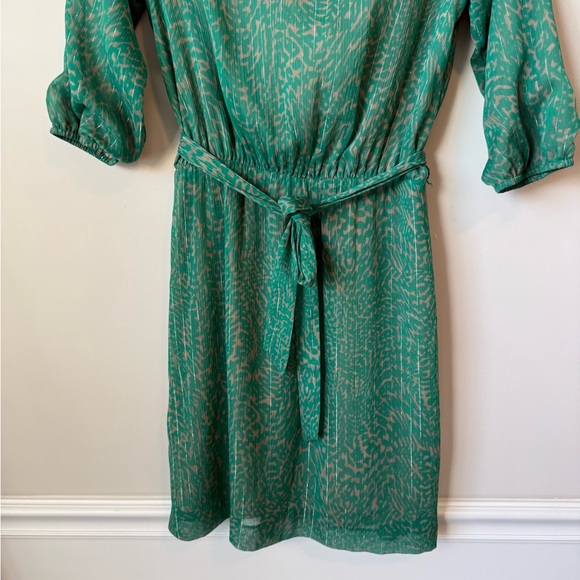 Banana Republic green shimmer belted semi formal dress size 0 - Picture 2 of 9